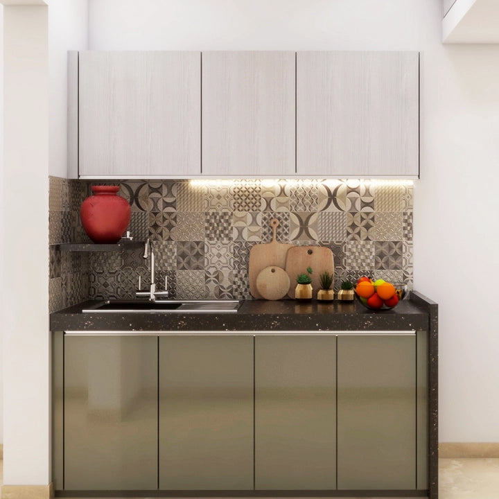 Compact Kitchen with Patterned Dado