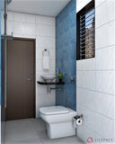 Small Minimalistic Bathroom With Combination Wall Tiles