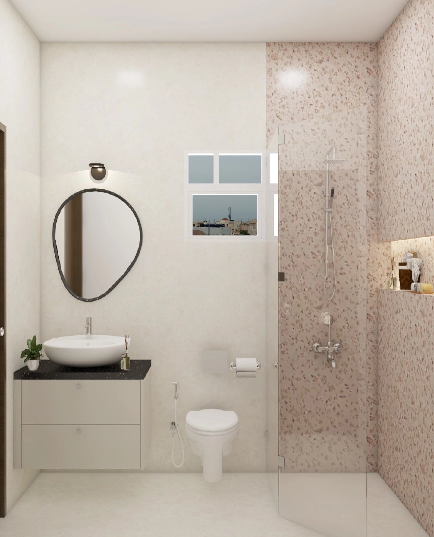 Small Minimal Bathroom In A Unique Colour Palette