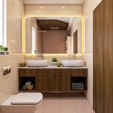 Contemporary Bathroom Design With Large Vanity Mirror