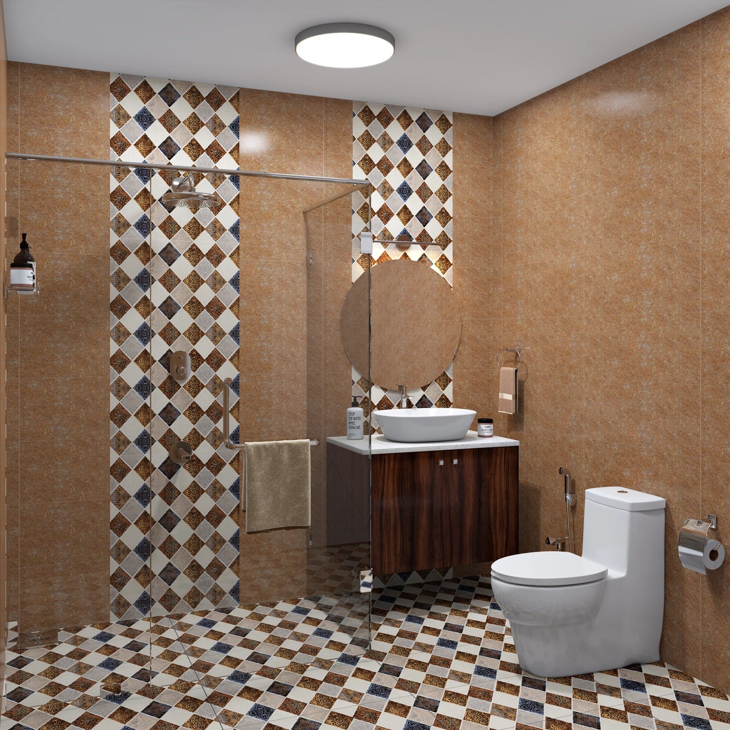 Spacious Classic Bathroom In Dual Tone Colour Palette