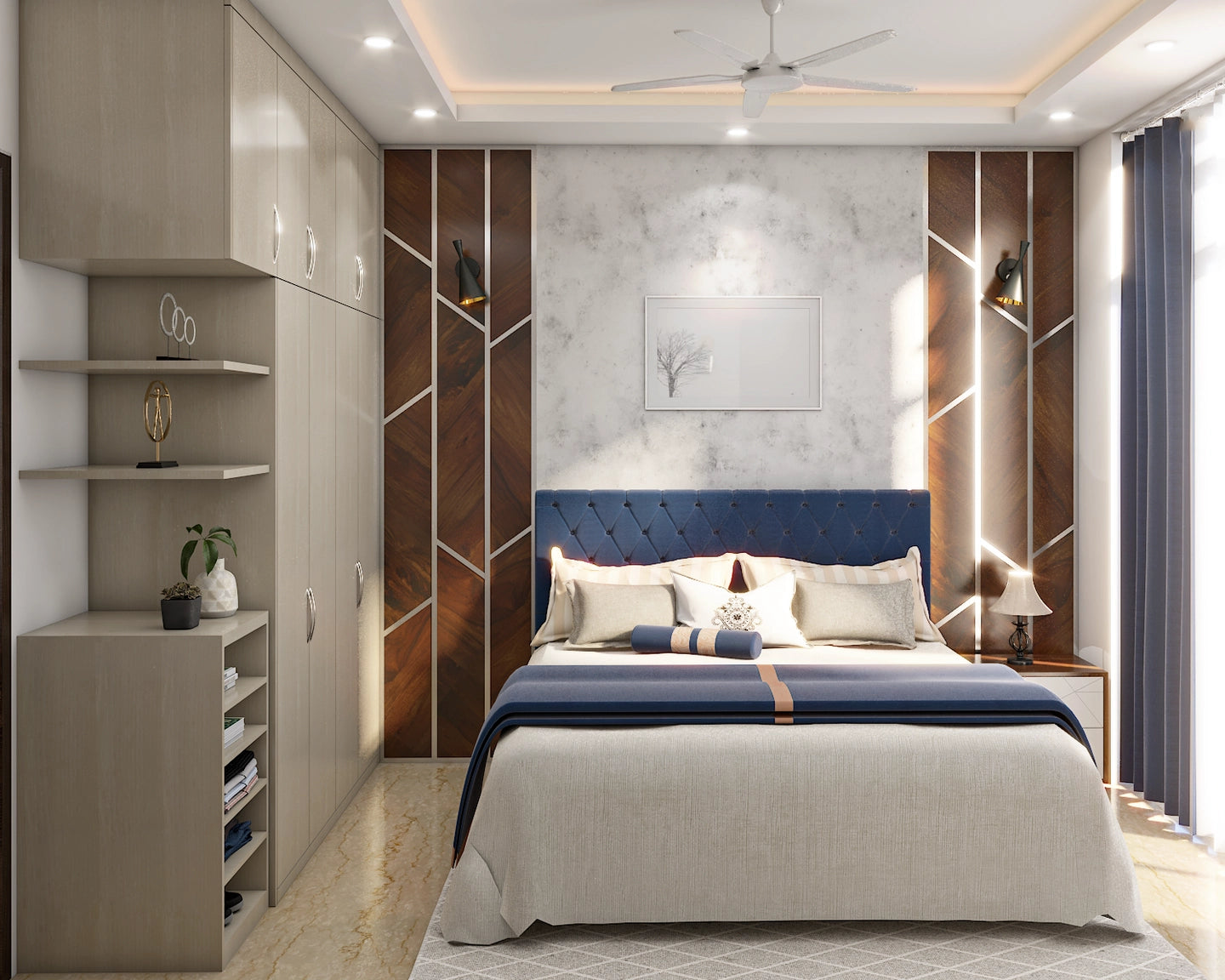 Compact Size Contemporary Style Master Bedroom