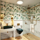 Small Vintage Bathroom With Dual Finish Walls And Wooden Flooring
