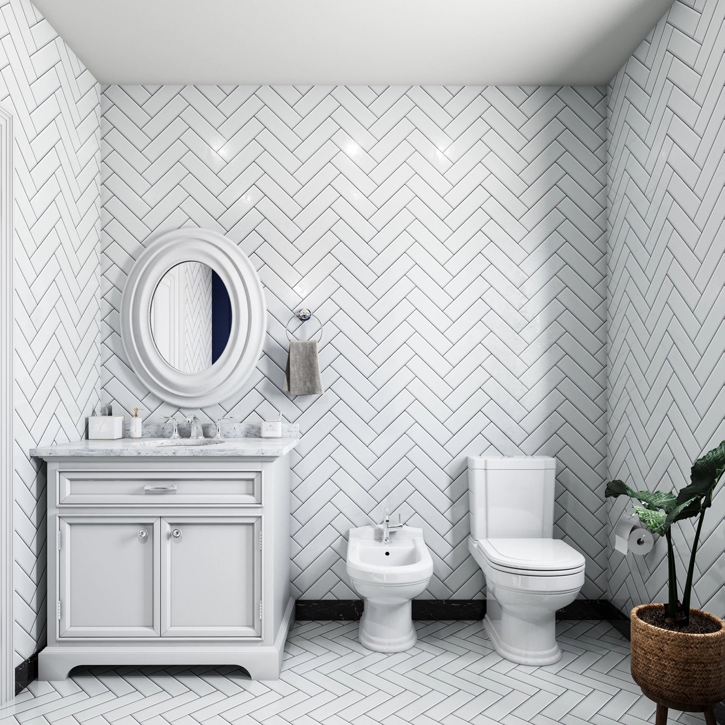 Spacious Luxury Bathroom With Shower and Tub