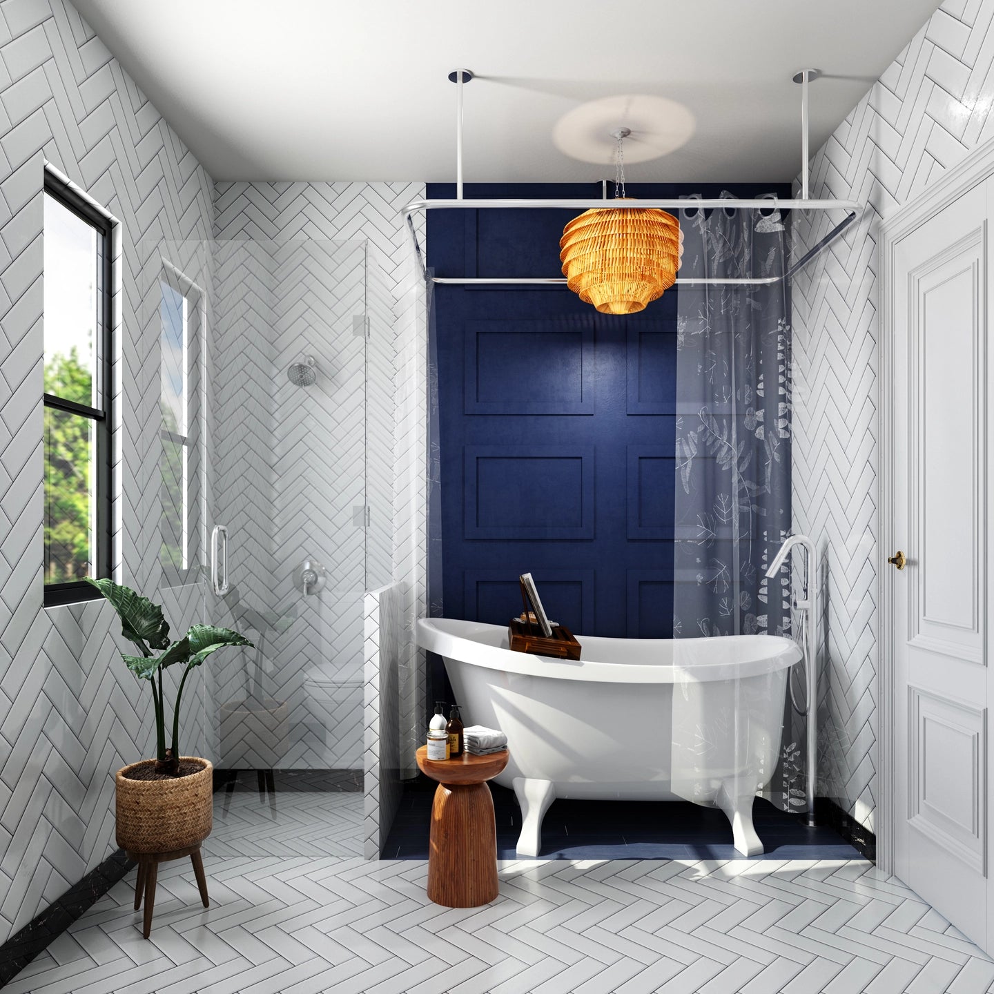 Spacious Luxury Bathroom With Shower and Tub