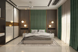 Contemporary Guest Bedroom Design With Green Tufted Headboard