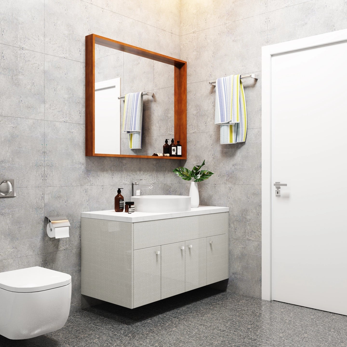 Contemporary Monochromatic Bathroom