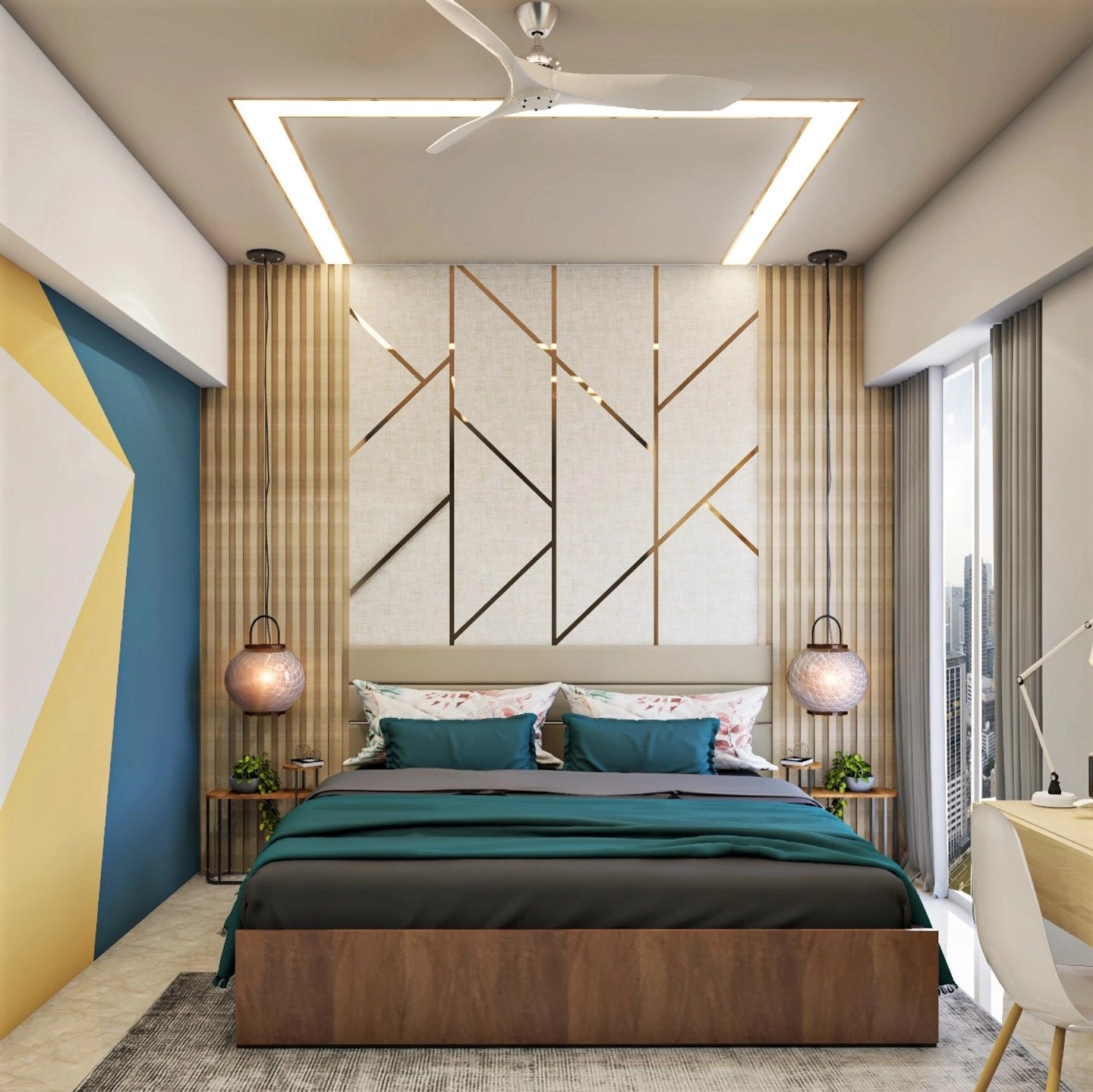 Compact Sized Modern Style Master Bedroom