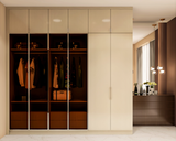 Contemporary Beige-Tinted Glass Wardrobe Design