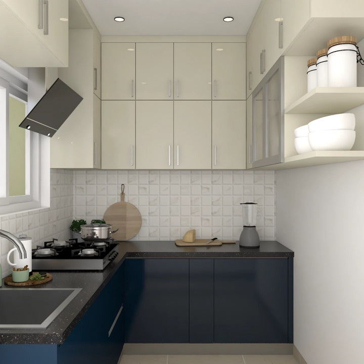 Compact Kitchen with Blue and White Colours