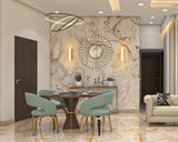 Classic Compact Dining Room Design With Marble Finish
