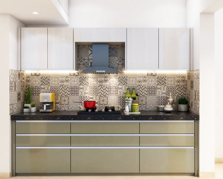 Compact Kitchen with Patterned Dado