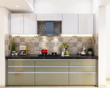 Compact Kitchen with Patterned Dado