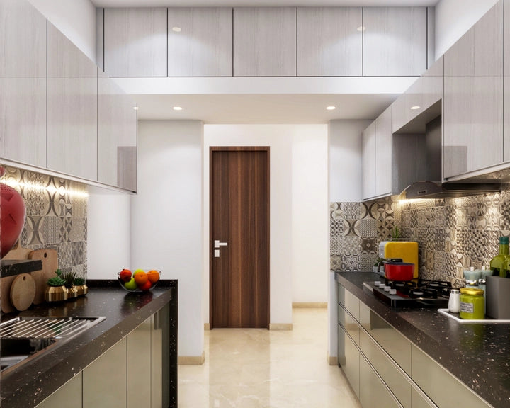 Compact Kitchen with Patterned Dado