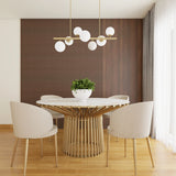 Contemporary Dining Room With Wooden Flooring & Elegant Decor