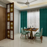 Compact Dining Room Design With Blue Chairs