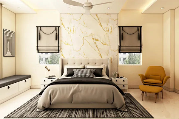 Contemporary And Spacious Master Bedroom Styled With Subtle Interiors