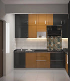 Brown and Black Modular Kitchen