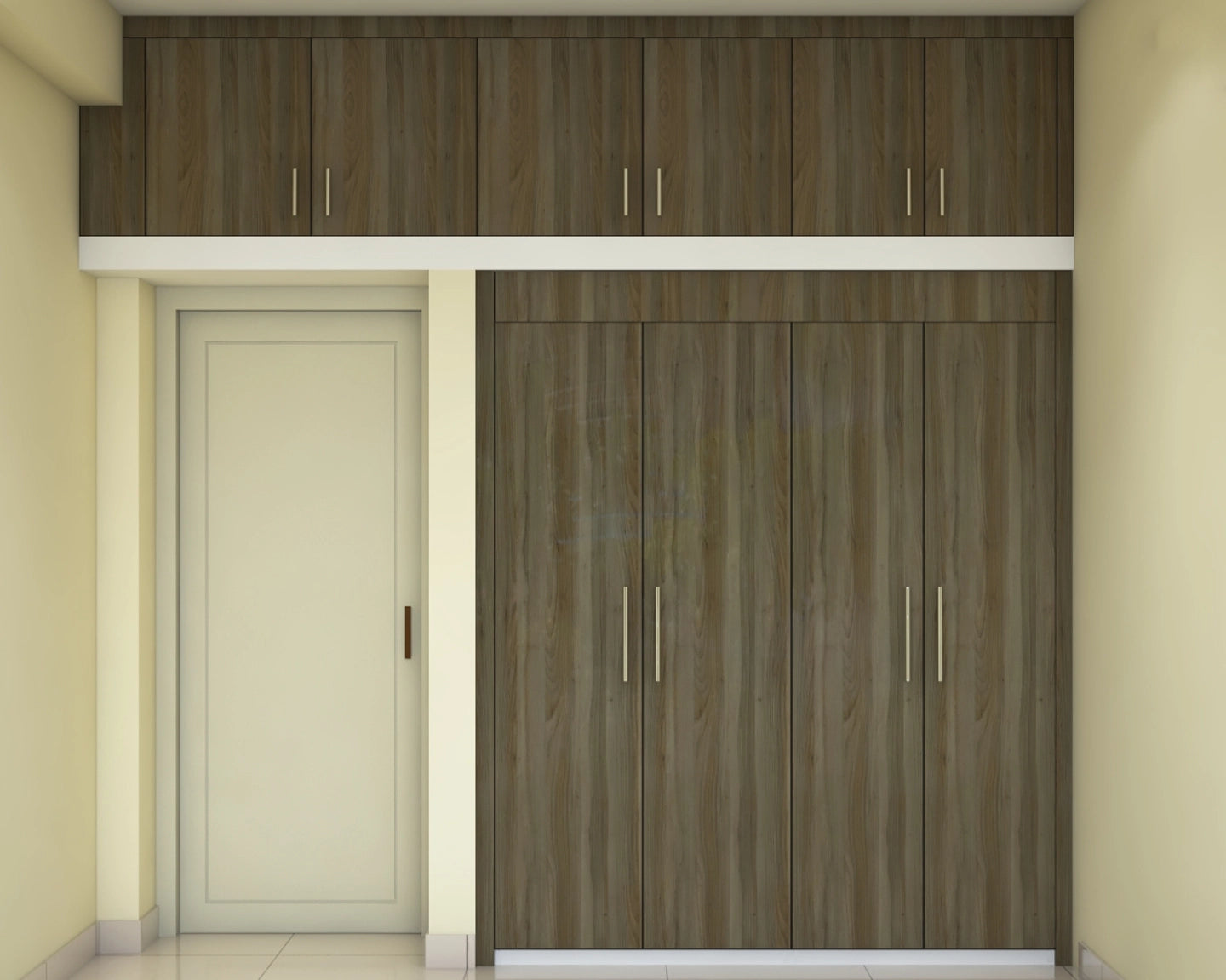 Contemporary Brown Wood Finish Wardrobe Design