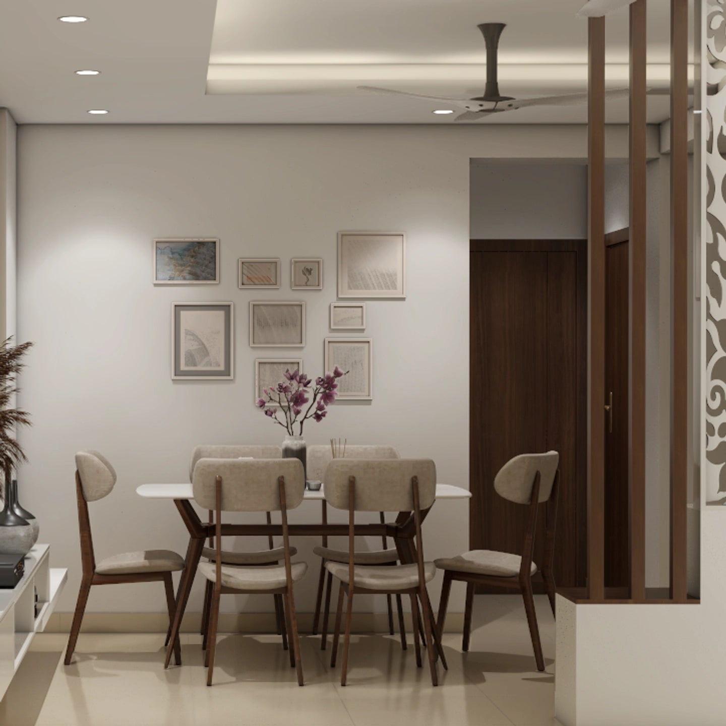 Compact Stylish Dining Room With Modern Interiors