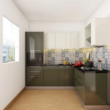 Budget Kitchen with Multicoloured Cabinets