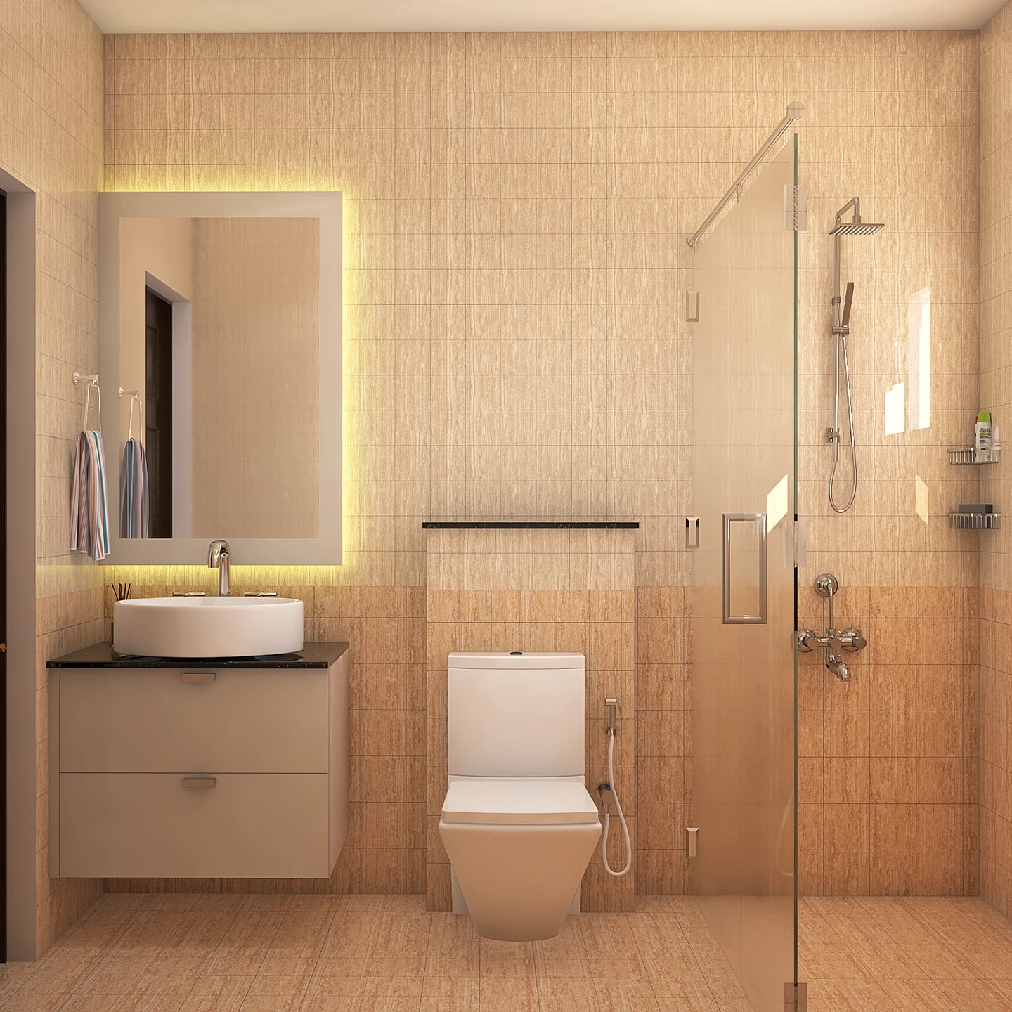 Compact Bathroom in Pastel Shades