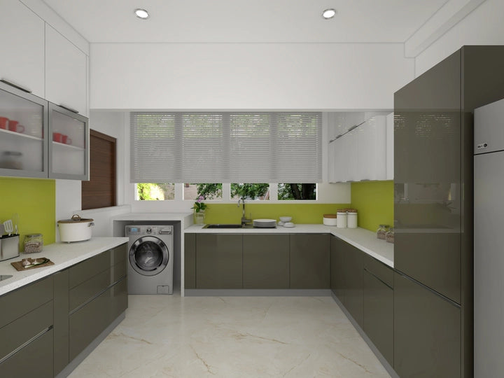 Beige U-Shaped Kitchen