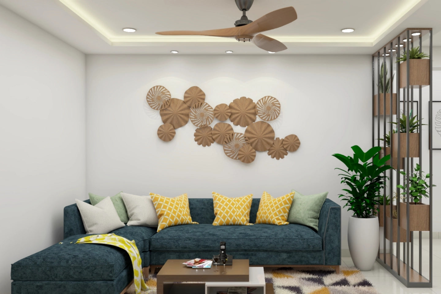 Contemporary Compact Living Room Design With Vibrant Interiors