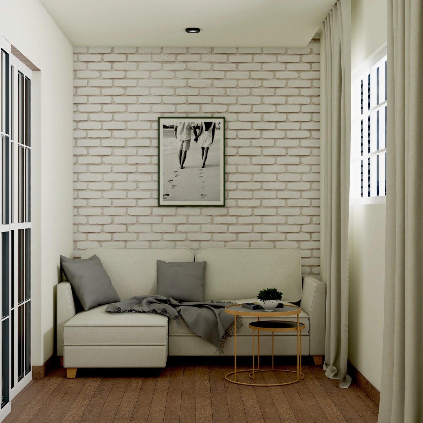 Modern Balcony Design With Open Brick Accent Wall
