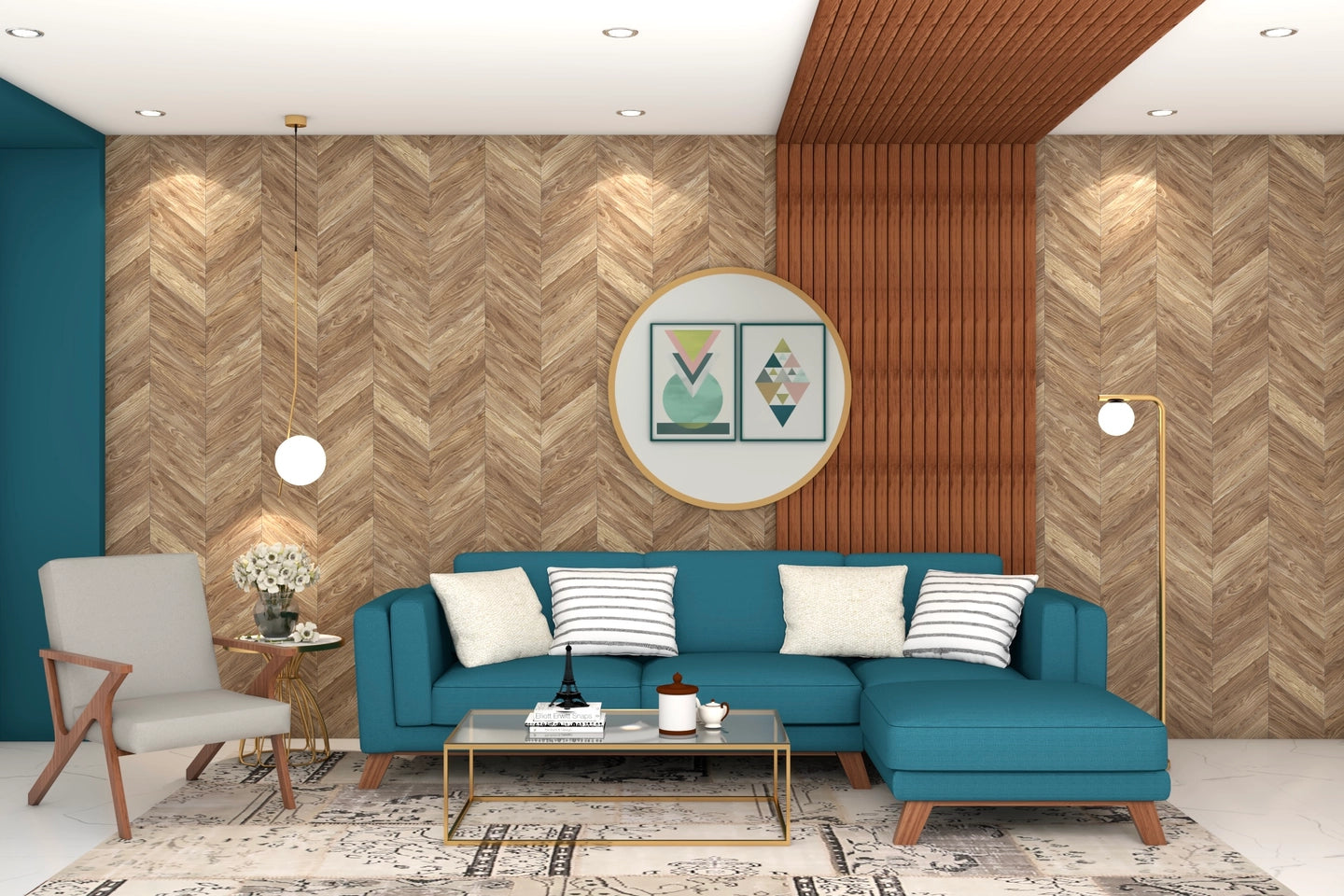 Bright Modern Living Room Designed For Spacious Layouts