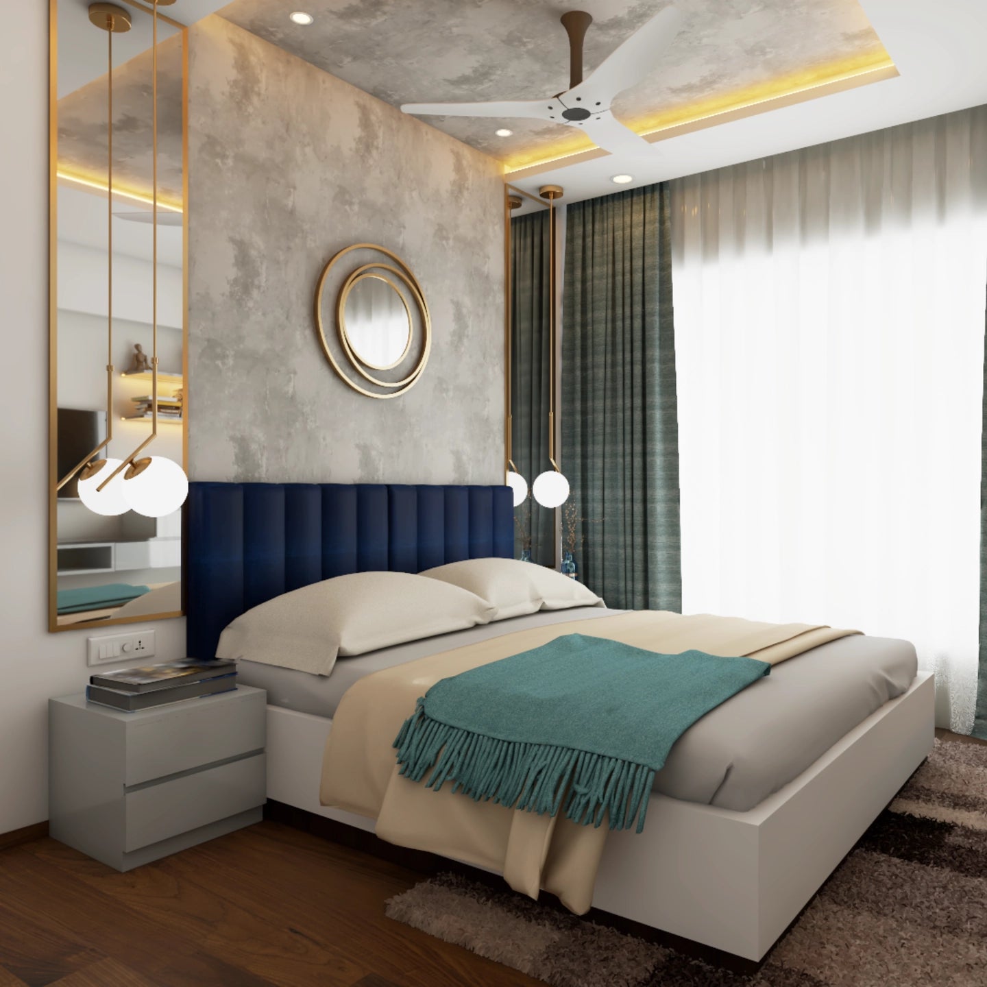 Compact Grey-Themed Bedroom Design