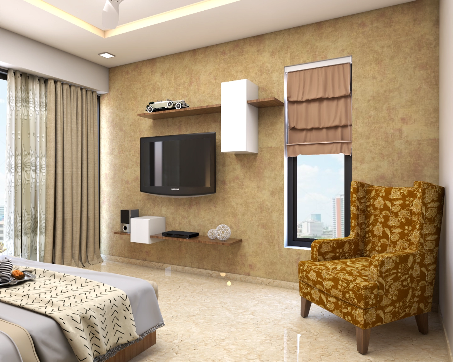 Compact Sized Modern Style Master Bedroom