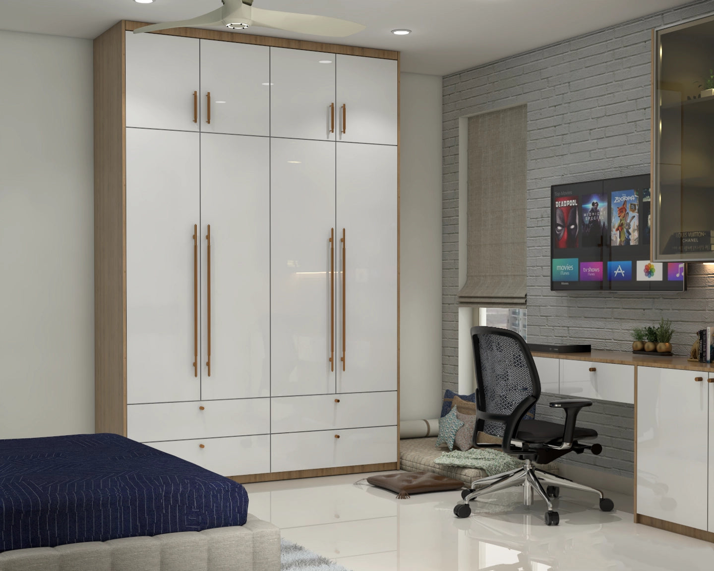 Contemporary And Spacious Guest Bedroom Design With Grey Interiors