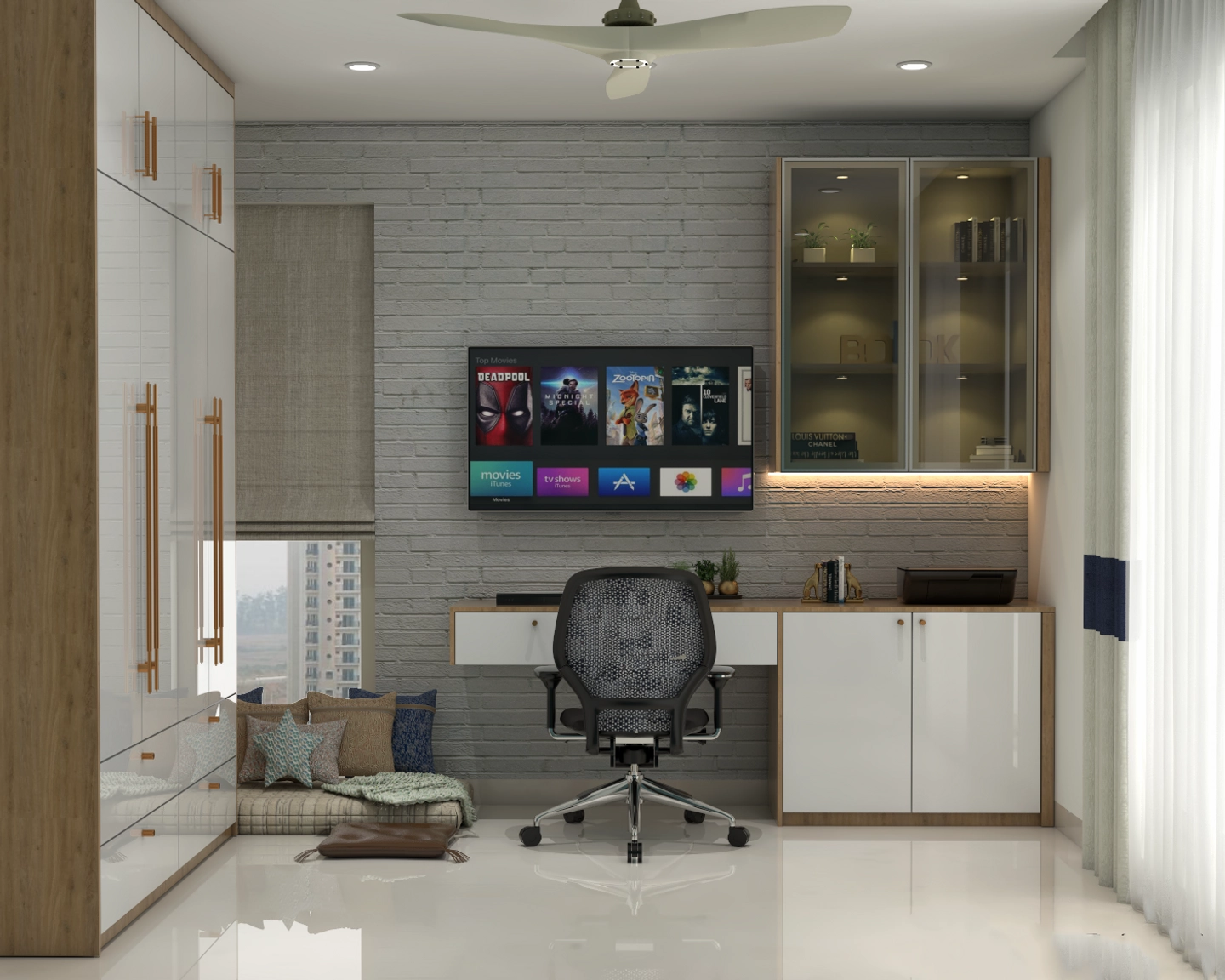 Contemporary And Spacious Guest Bedroom Design With Grey Interiors