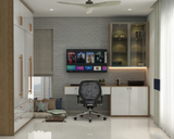 Contemporary And Spacious Guest Bedroom Design With Grey Interiors