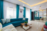 Blue Toned Modern Theme Spacious Living Room