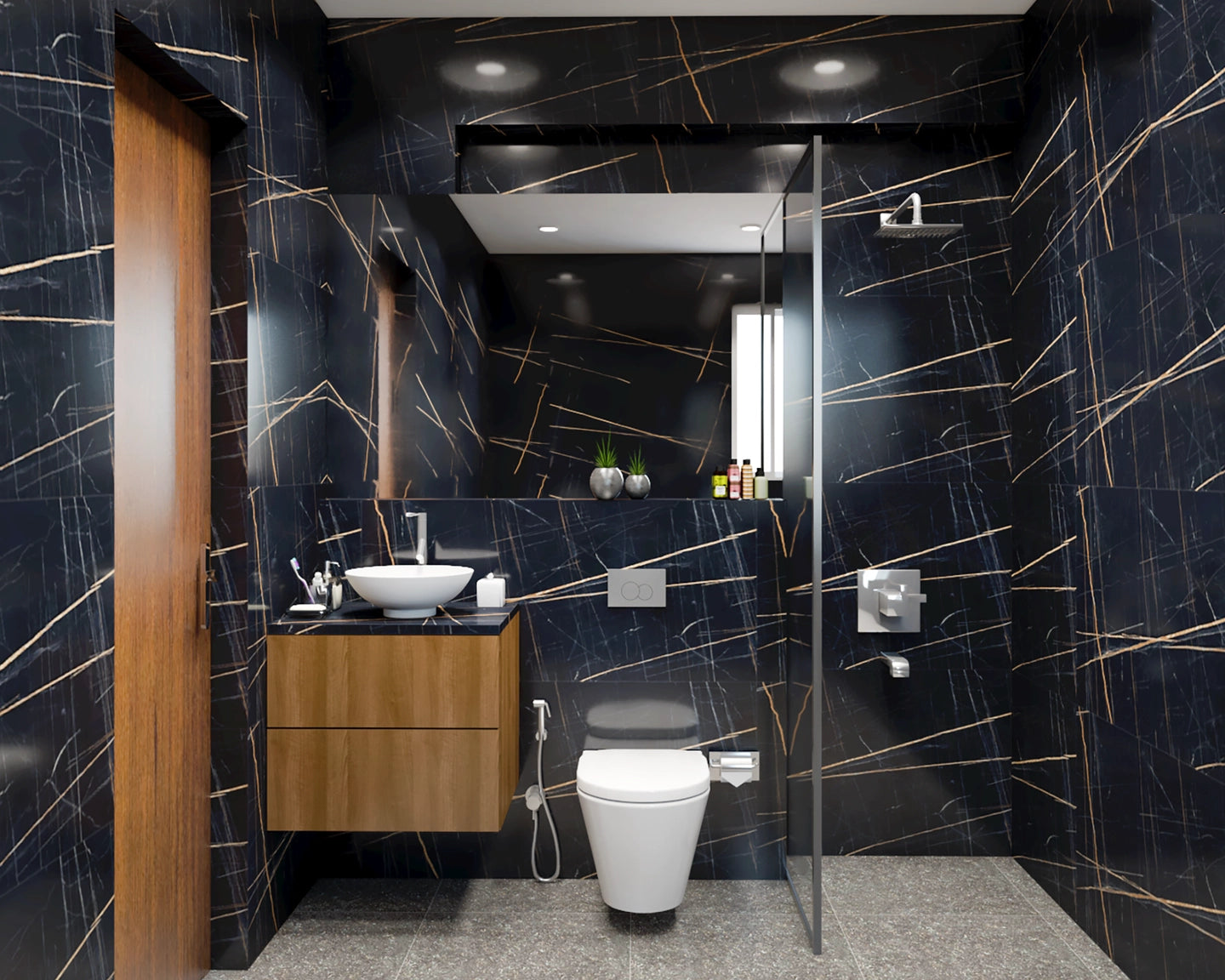 Black Marble Modern Bathroom Design