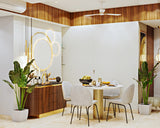 Compact 4-Seater Dining Room with Crockery Unit and Potted Plant