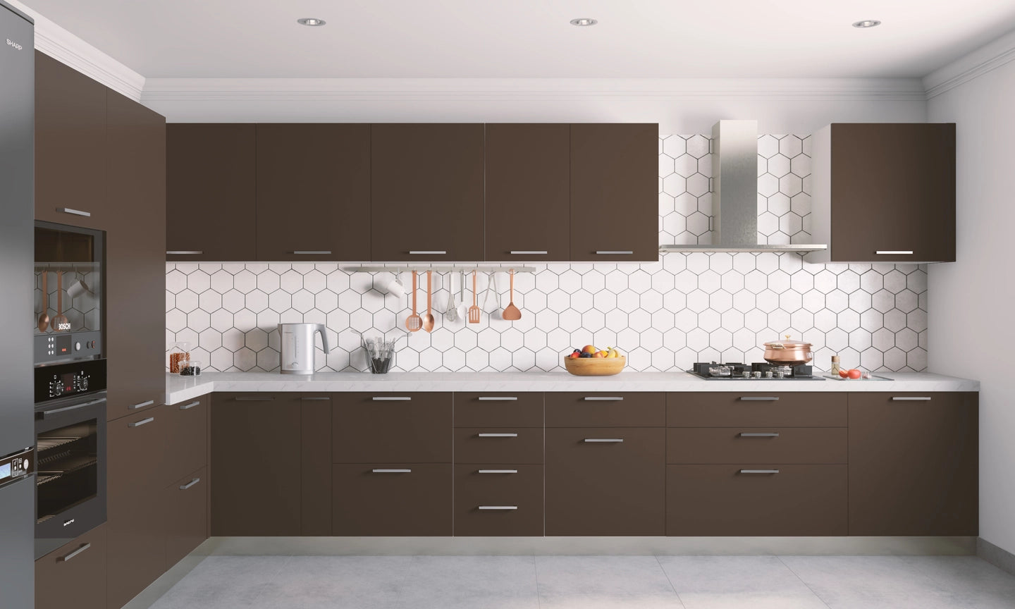 Coffee Coloured Modular Kitchen