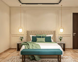 Beige and Green Modern Spacious Guest Room Interior