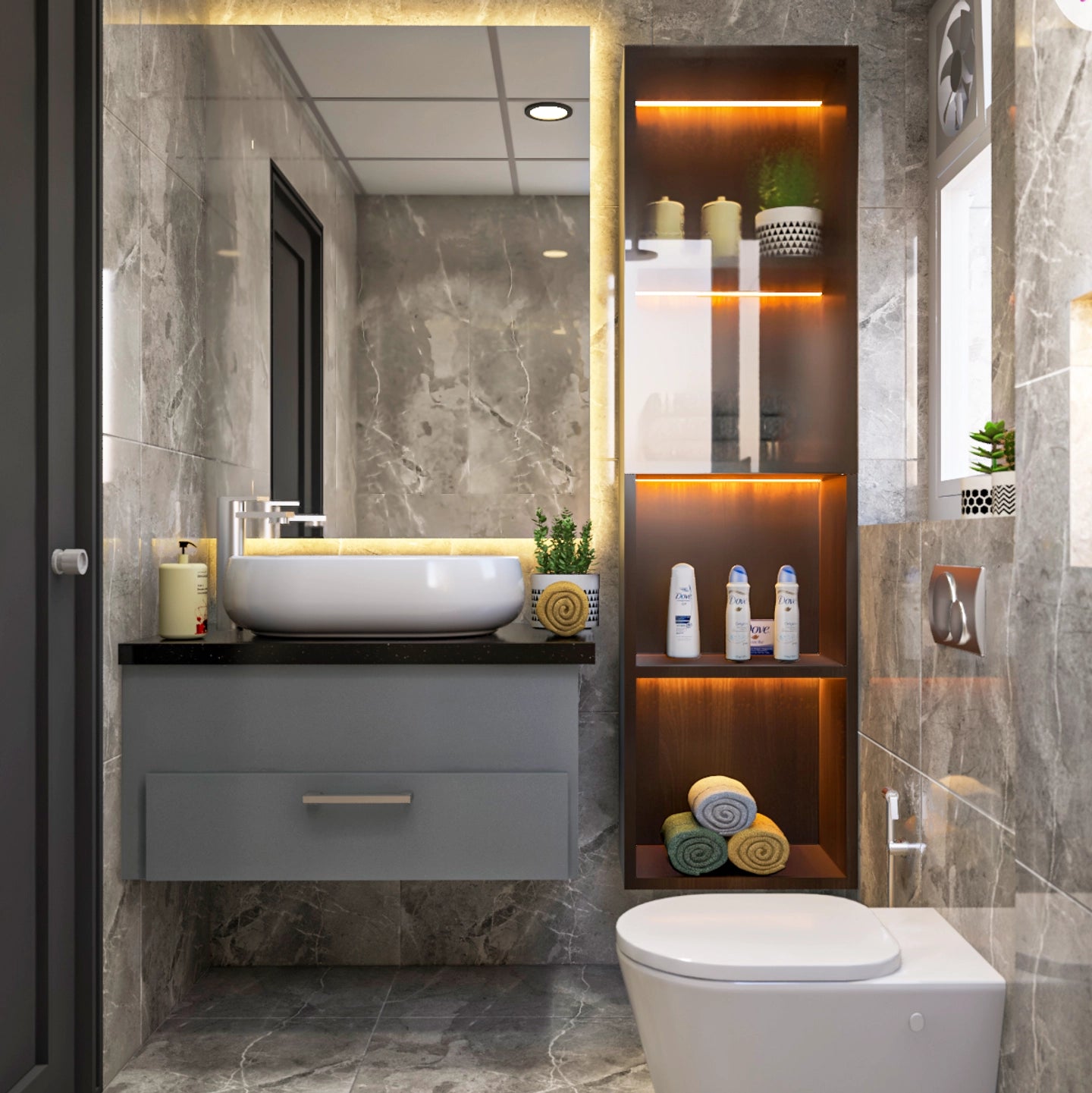 Contemporary Bathroom Design With Rich Interiors