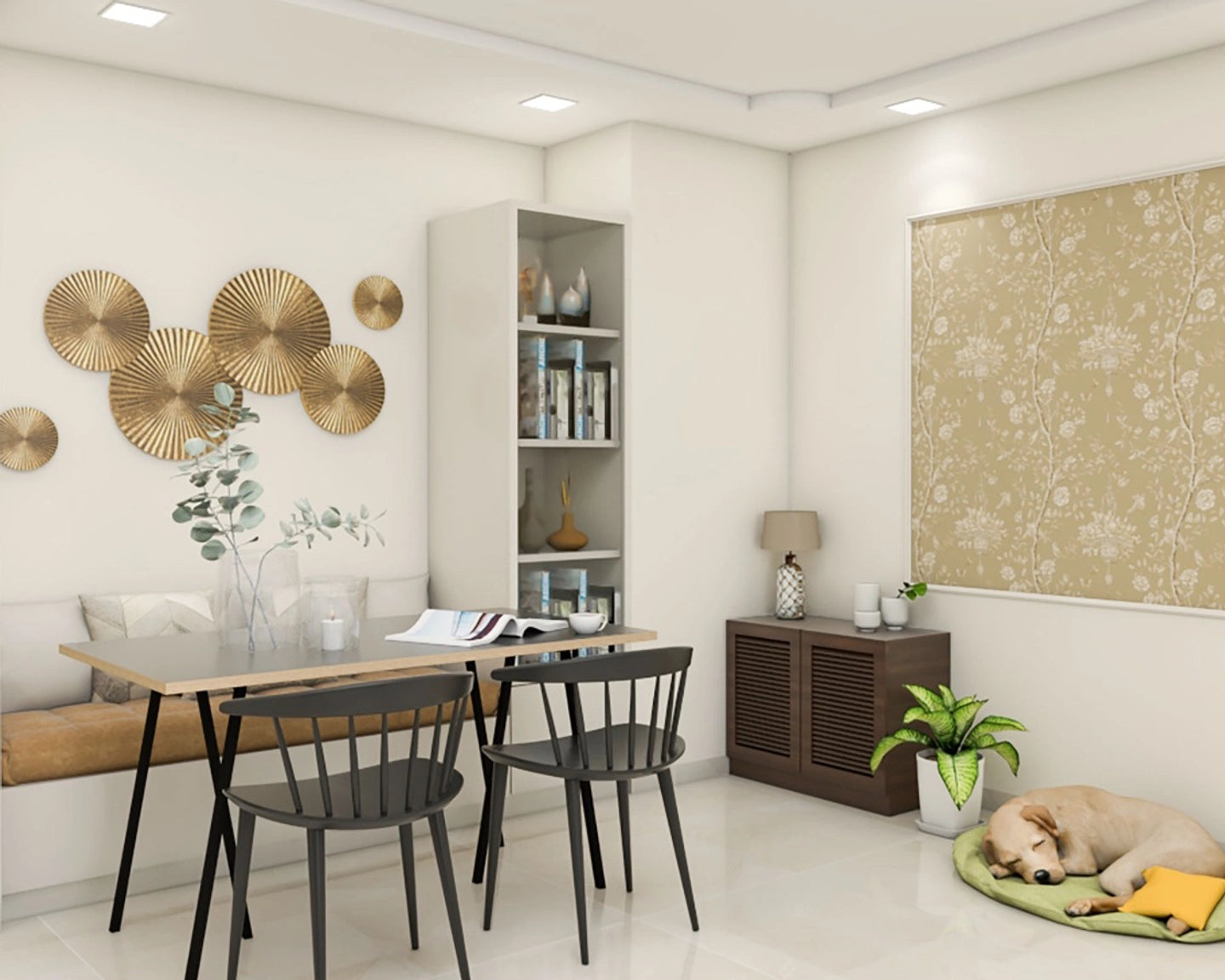 Compact Dining Room Design With Bench