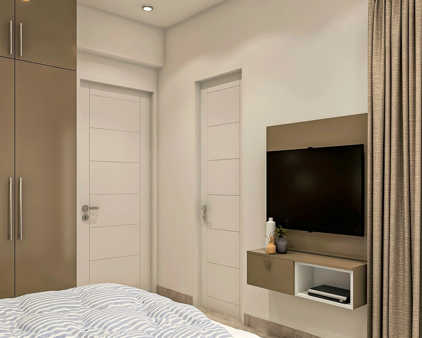 Compact Brown-Themed Guest Room Design