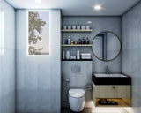 Blue Themed Bathroom With Modern Interiors