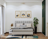 Compact Guest Room with Green Wardrobe