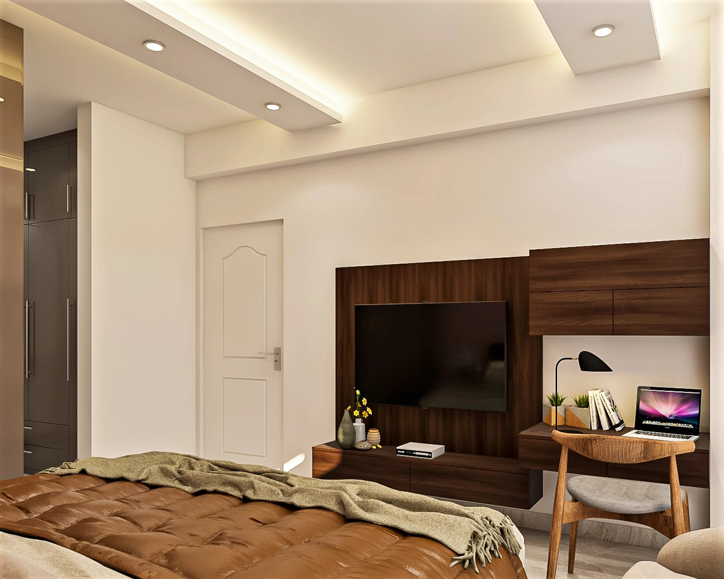 Compact Sized Modern Themed Master Bedroom