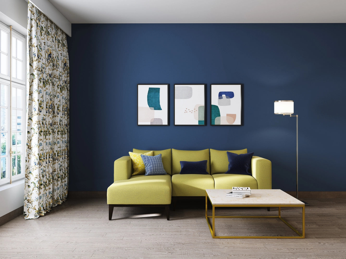 Compact Minimal Style Living Room With Contrast Decor