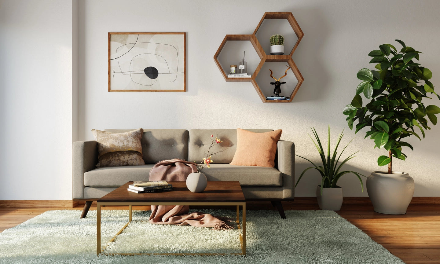 Compact Tropical Style Living Room With Wooden Flooring