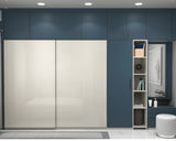 Blue And White Sliding Wardrobe Design With Loft