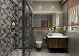 Classy Dark Themed Bathroom With Cove light